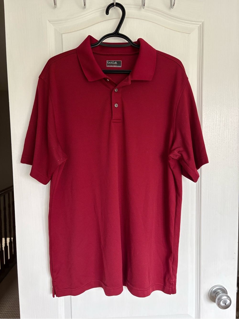 bolle Men's Deep Red Textured Polo Shirt